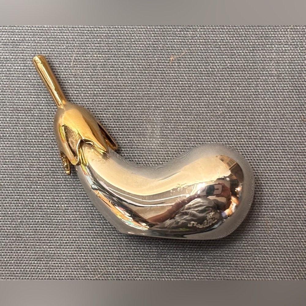 Joie De Vivre Vintage Silver & Gold toned Eggplant Knife Rests Set of 6 NIB NWT - Picture 2 of 6
